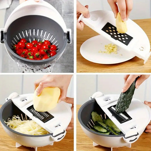 Multifunctional Manual Vegetable Chopper and Slicer with 5 Interchangeable Blades